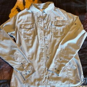 Magellan outdoor Light Blue Plaid Long Sleeve Shirt/ fish gear